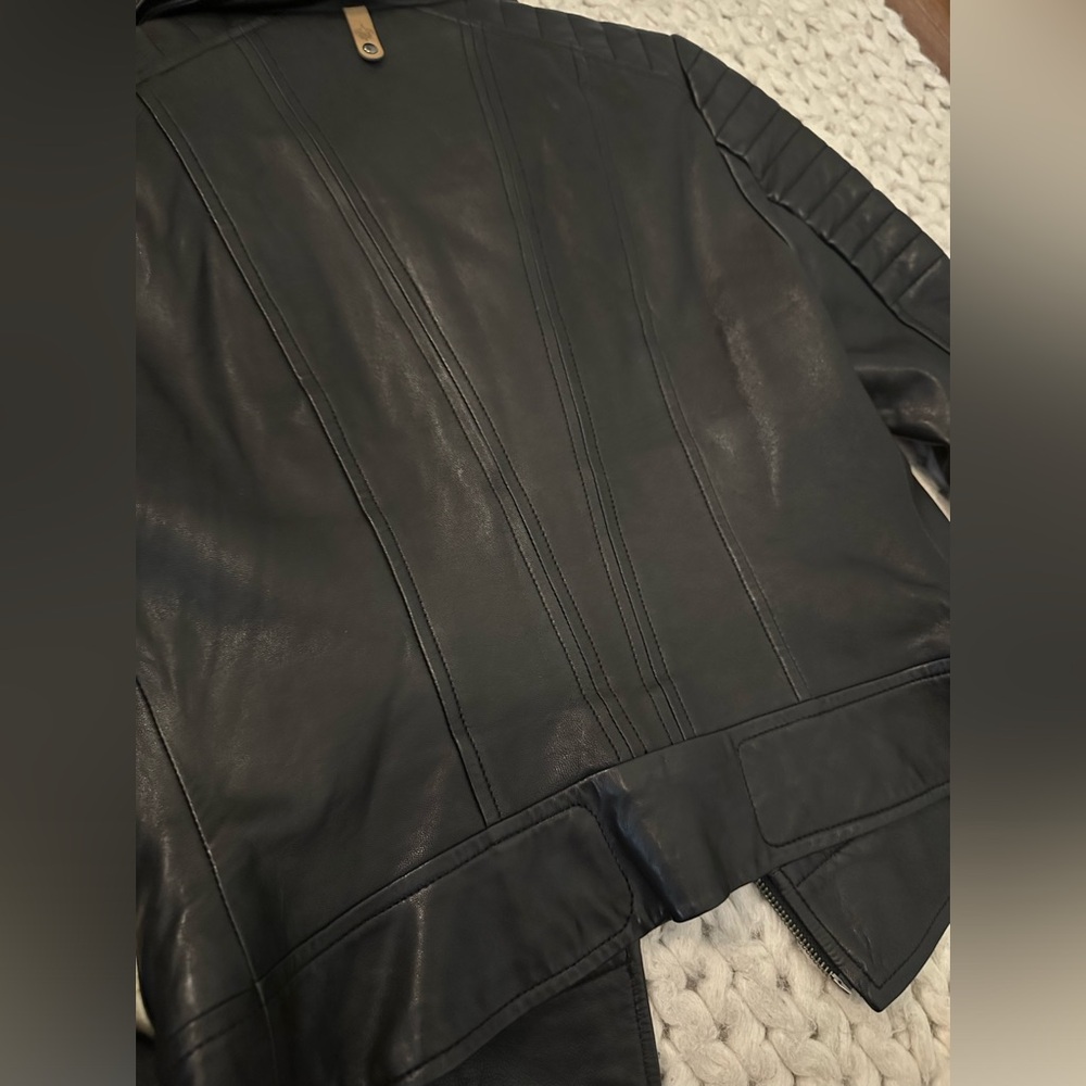 Mackage exclusively for Aritzia XS/TP Lambskin Black leather moto jacket - Picture 11 of 12